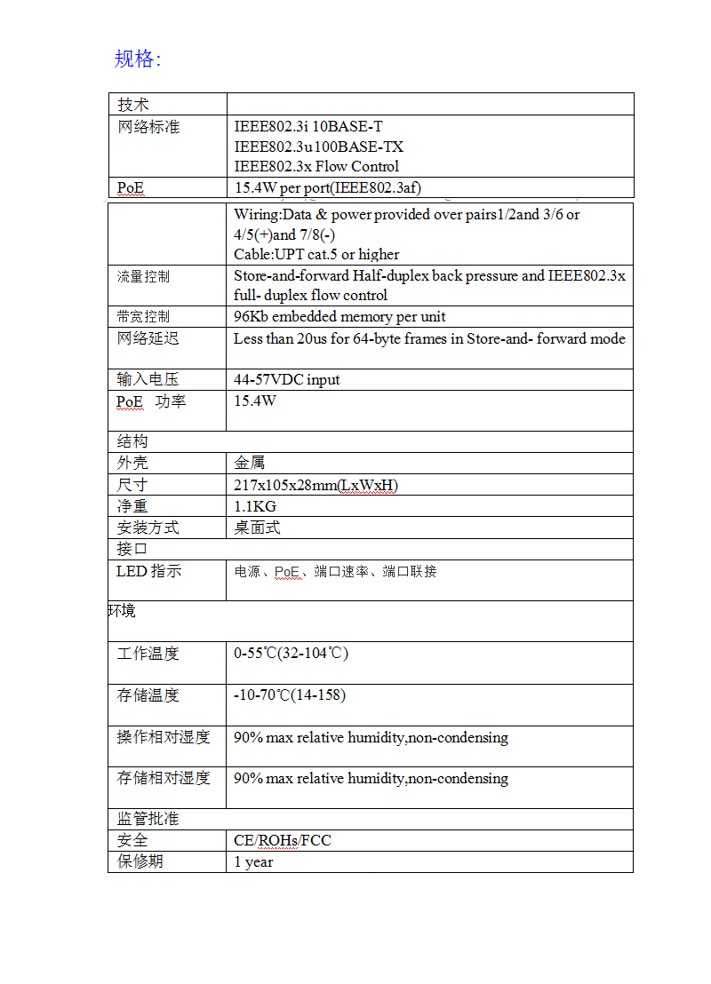 8端口peo交換機